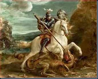 São Jorge na batalha contra o dragão e o guerreiros do Senhor