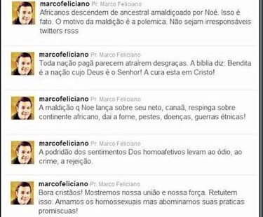 Feliciano Twitter pastor homofóbico vai presidir comissão de direitos humanos.