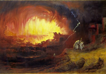 Pintura Destruicao Sodoma Gomorra descoberto ruínas do que podem ser das cidades de sodoma e gomorra.
