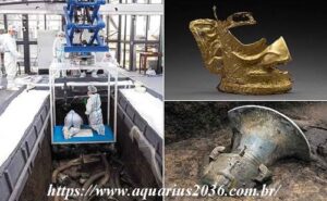 Mascaras de bronze outros artefatos nas ruínas sanxingdui